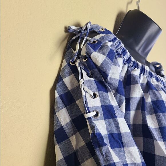 NWT LF Three Days Off Shoulder Gingham Top - Picture 3 of 8
